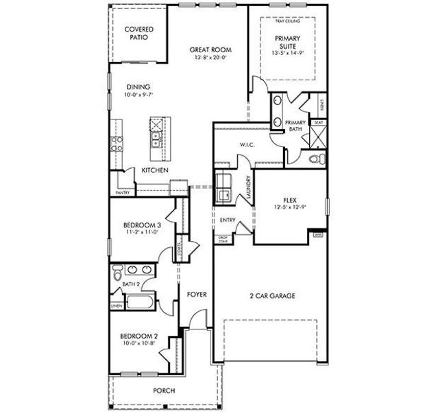 2D floor plan layout of this home in Brighton Springs, York, SC (Image 3).