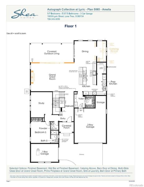 2D floor plan layout of this home in Autograph at Lyric, Lone Tree, CO (Image 5).