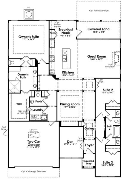 2D floor plan layout of this home in Cresswind Charleston, Summerville, SC (Image 4). 2D floor plan layout of this home in Cresswind Charleston, Summerville, SC (Image 4).
