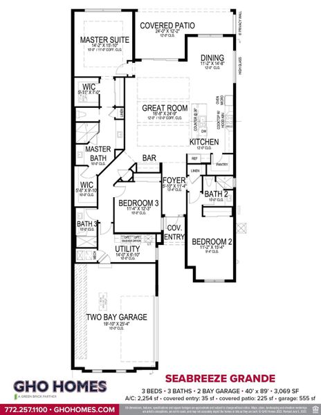 2D floor plan layout for the Seabreeze Grande by GHO Homes in Seaglass, Vero Beach, FL (Image 37).