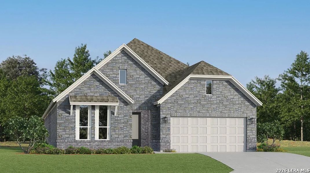 Front exterior of a new home in Navarro Ranch, Seguin, TX, highlighting curb appeal (Image 19). Front exterior of a new home in Navarro Ranch, Seguin, TX, highlighting curb appeal (Image 19).