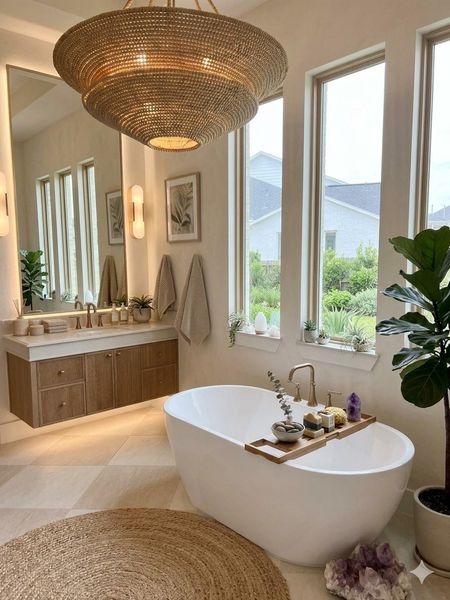 Unwind in style. We used AI to give you a sneak peek into the ultimate primary bathroom retreat. The massive windows flood the space with natural light, perfectly complementing the modern freestanding tub and warm wood vanity. The photo is beautiful, but the real-life ambiance is even better. Book your private showing. Unwind in style. We used AI to give you a sneak peek into the ultimate primary bathroom retreat. The massive windows flood the space with natural light, perfectly complementing the modern freestanding tub and warm wood vanity. The photo is beautiful, but the real-life ambiance is even better. Book your private showing.