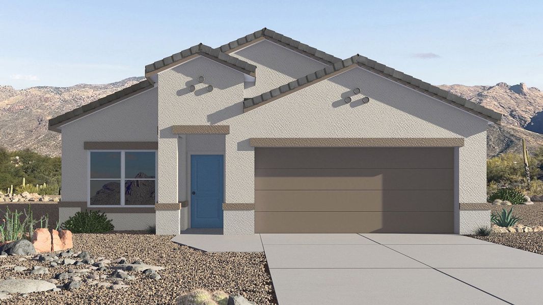 Representative exterior photo of a completed home built from the Parker by D.R. Horton in The Oasis at Rocking K, Vail, AZ (Image 1).