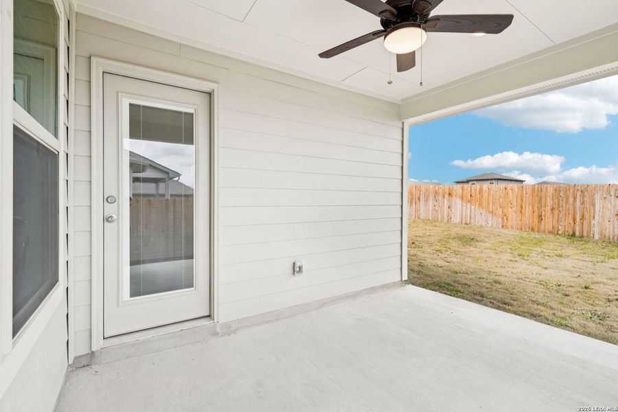 Exterior details and patio area of a home in Legendary Trails - Premier Series, Cibolo (Image 3).