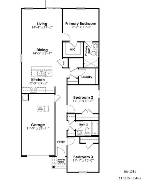 2D floor plan layout for the DEVON by D.R. Horton in Ferry Grove, Lexington, SC (Image 3).