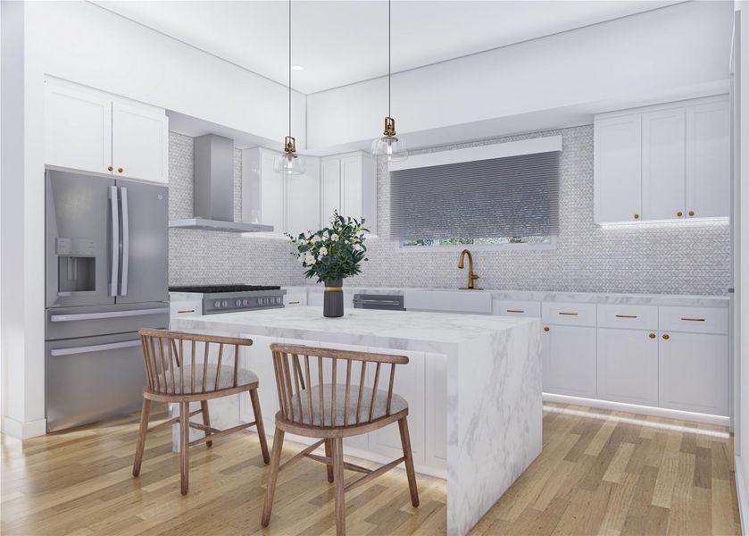 This is an inspirational virtual rendering of the kitchen - finishes are subject to change without notice.