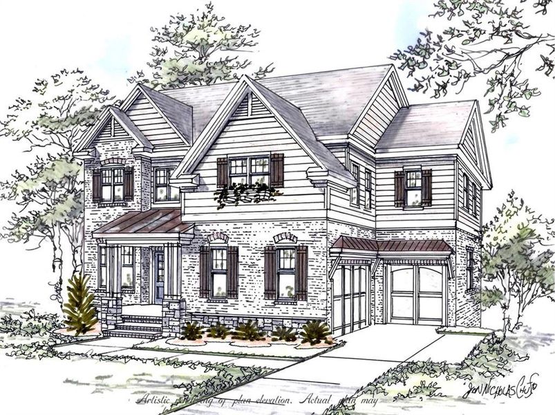 Exterior rendering of this home design in , Marietta, GA (Image 3).