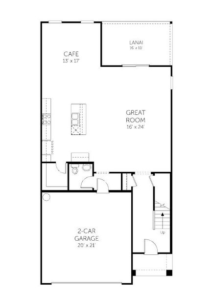 2D floor plan layout for the Thornton - Single Family Homes by Dream Finders Homes in Westbrook Retreat at Savannah Quarters, Pooler, GA (Image 3).