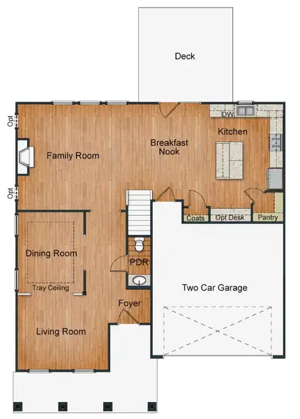 2D floor plan layout for the Kendall Lux by Keystone Homes NC in Weybridge, Burlington, NC (Image 5).