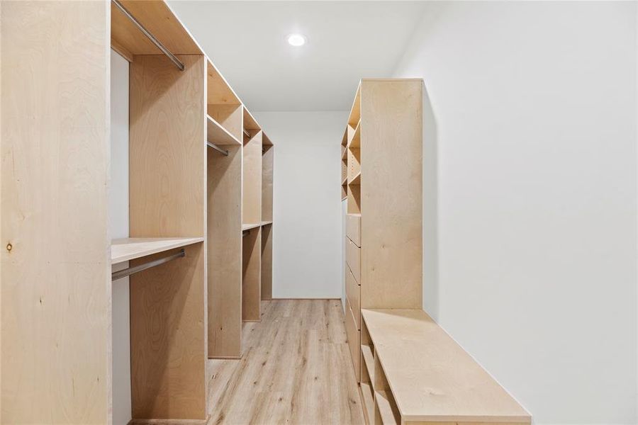 The large walk-in closet of the third floor perfect for storage.