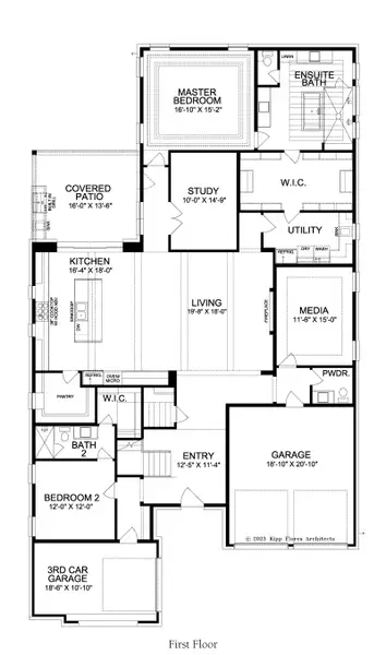 2D floor plan layout for the Brookside by Landon Homes in Fields - Brookside North, Frisco, TX (Image 3). 2D floor plan layout for the Brookside by Landon Homes in Fields - Brookside North, Frisco, TX (Image 3).
