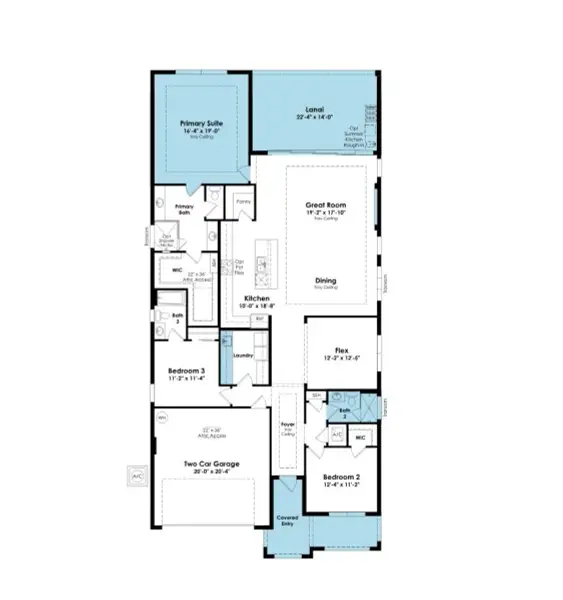 2D floor plan layout of this home in The Cove at Park Trace, Stuart, FL (Image 5).