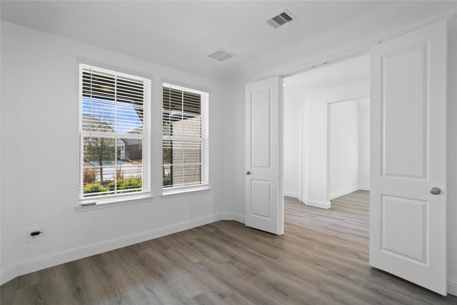 Additional view from the study into the hallway - highlighting the double French doors. Additional view from the study into the hallway - highlighting the double French doors.