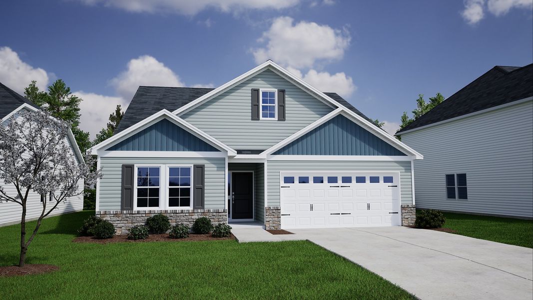 Representative exterior photo of a completed home built from the Gwinnett - Genesis Value Collection by Mungo Homes in Killians Crossing, Blythewood, SC (Image 26).