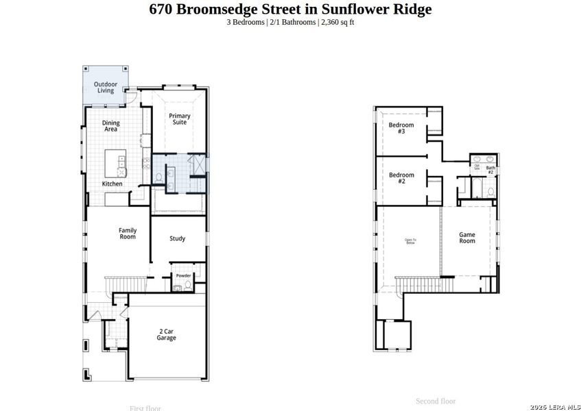 2D floor plan layout of this home in Sunflower Ridge, New Braunfels, TX (Image 3).