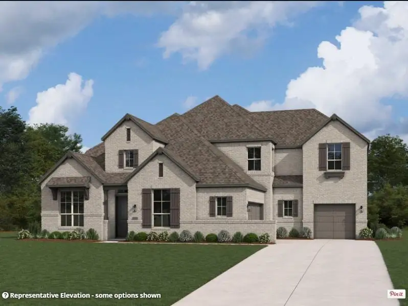 Front exterior of a new home in Palmera Ridge: 70ft. lots, Leander, TX, highlighting curb appeal (Image 1). Front exterior of a new home in Palmera Ridge: 70ft. lots, Leander, TX, highlighting curb appeal (Image 1).