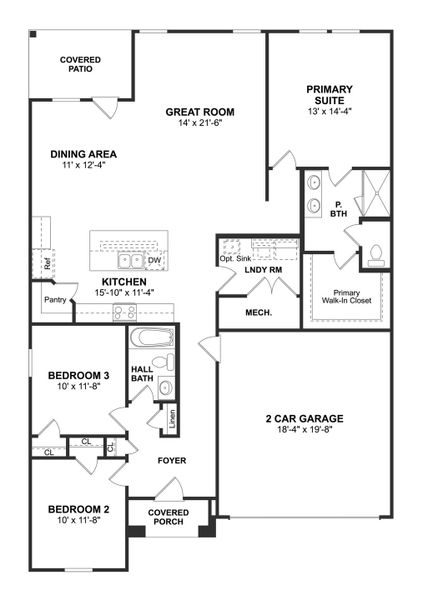 2D floor plan layout for the Daffodil IV by K. Hovnanian® Homes in Caldwell Lakes, Dallas, TX (Image 3). 2D floor plan layout for the Daffodil IV by K. Hovnanian® Homes in Caldwell Lakes, Dallas, TX (Image 3).
