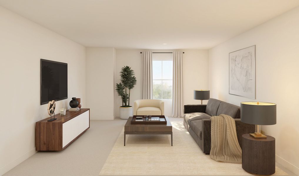 Media room off loft with plush carpeting Media room off loft with plush carpeting