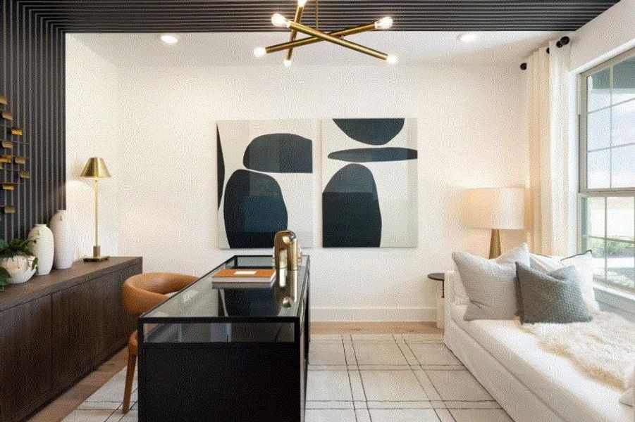 Photo of Pulte model home with same floor plan, not of actual home listed.