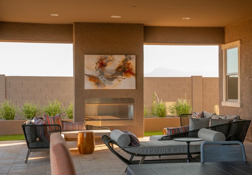 Exterior details and patio area of a home in Elegance at Eastmark, Mesa (Image 9).