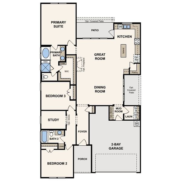 2D floor plan layout for the Piccadilly by Century Communities in Fulshear Lakes, Fulshear, TX (Image 3).
