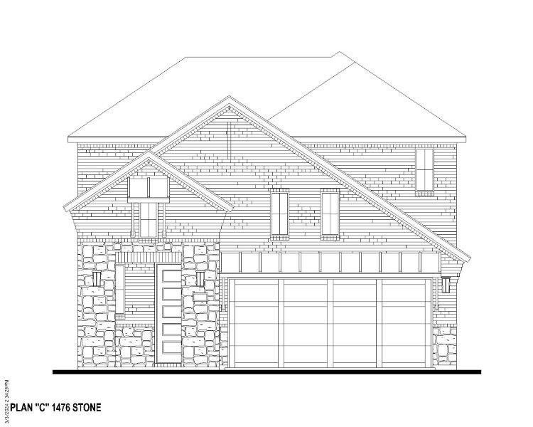 Plan 1476 Elevation C w/ Stone