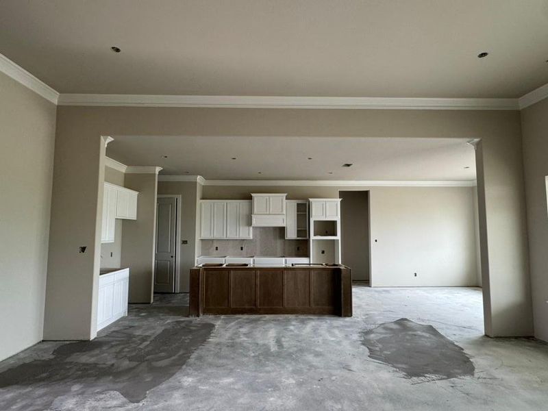 Kitchen and main living area under construction