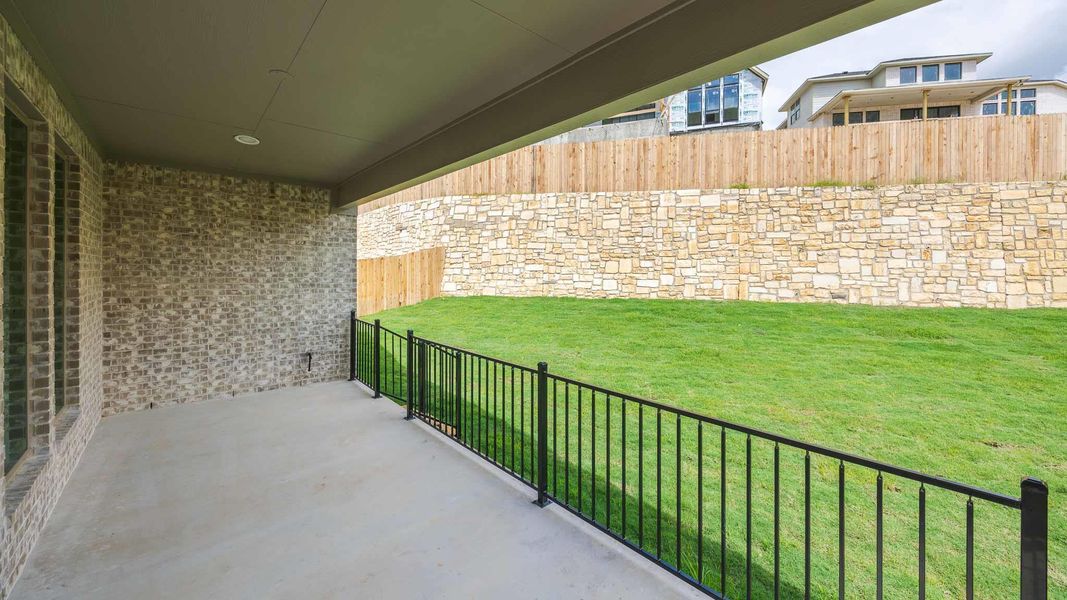 Exterior details and patio area of a home in Santa Rita Ranch - Eldorado, Liberty Hill (Image 3). Exterior details and patio area of a home in Santa Rita Ranch - Eldorado, Liberty Hill (Image 3).