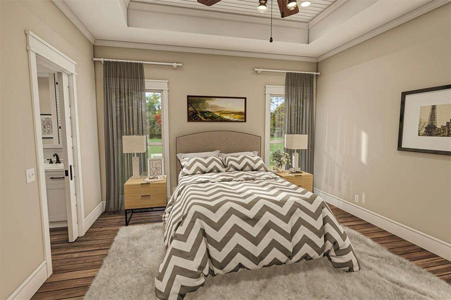 Master bedroom with optional barn door to the master bath.