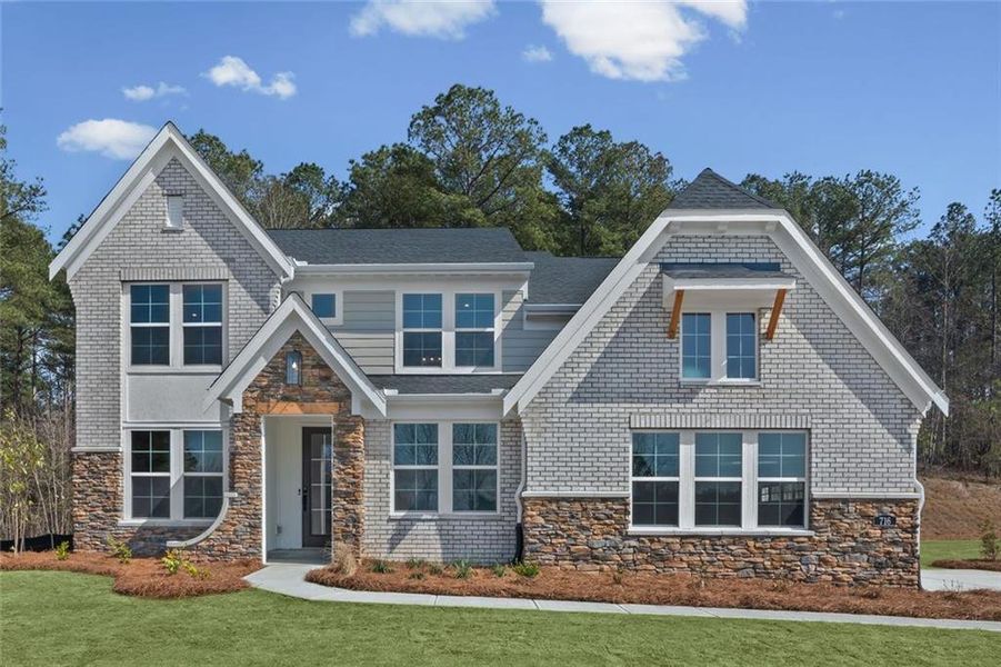 Front exterior of a new home in Governor’s Preserve, Canton, GA, highlighting curb appeal (Image 24). Front exterior of a new home in Governor’s Preserve, Canton, GA, highlighting curb appeal (Image 24).