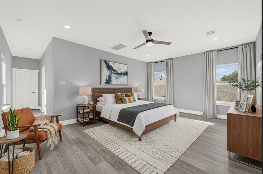 staged picture of the master bedroom