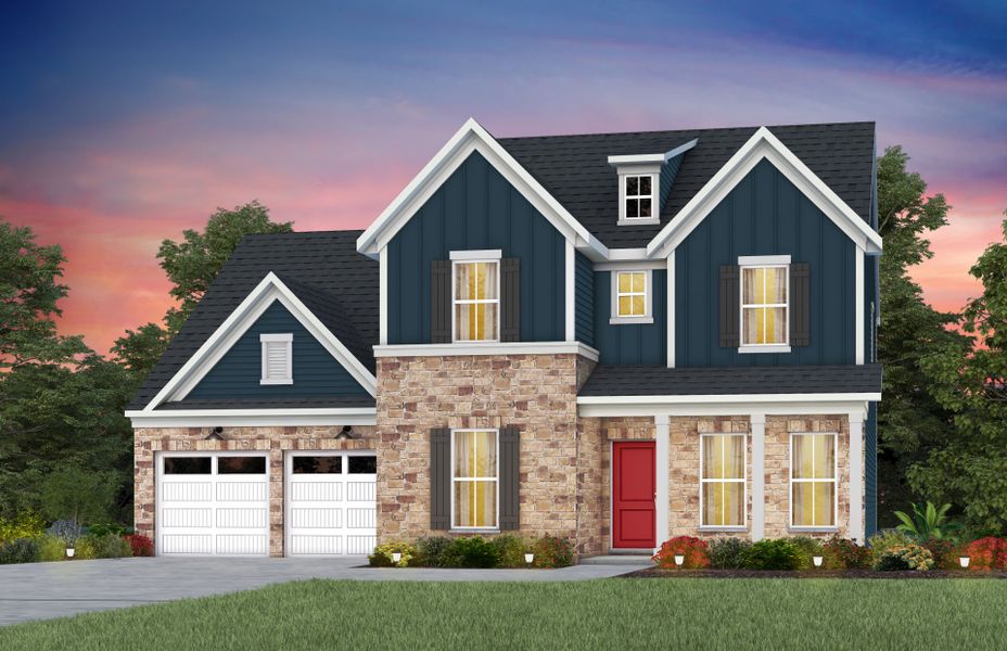Front exterior of a new home in Kinsdale, Lancaster, SC, highlighting curb appeal (Image 20).