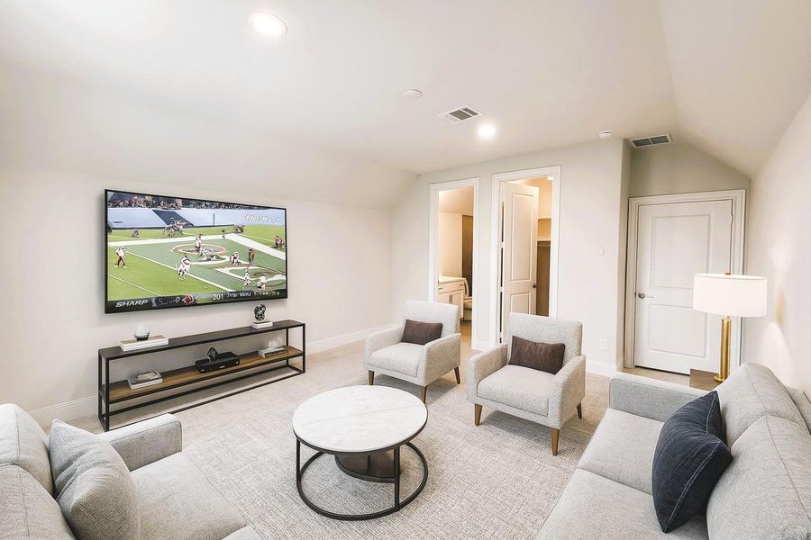 Perfect Hideaway 14x16   Bedroom 4 -  on 3rd Floor - has its own bathroom -  Also could a game room or study! (Room was virtually staged - currently the floors are unfinished)