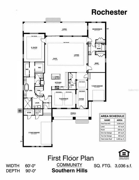 2D floor plan layout of this home in Southern Hills Plantation, Brooksville, FL (Image 5).