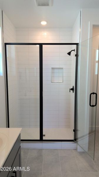 Tiled master shower!
