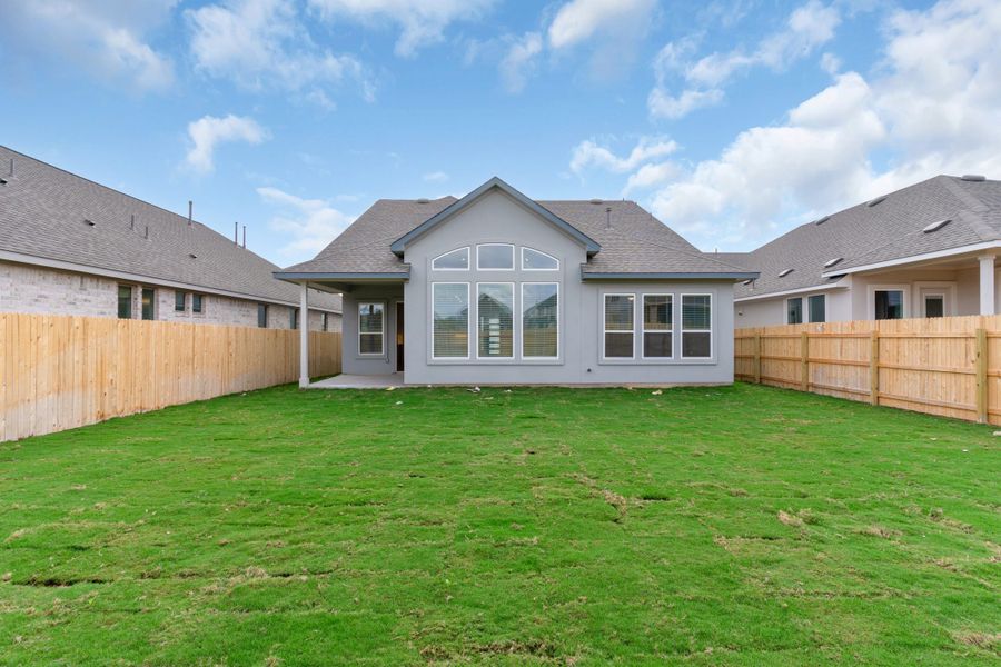 Exterior details and patio area of a home in Santa Rita Ranch, Liberty Hill (Image 16). Exterior details and patio area of a home in Santa Rita Ranch, Liberty Hill (Image 16).