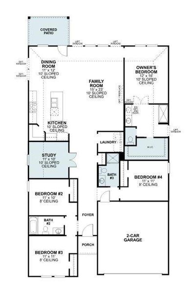 2D floor plan layout of this home in Vintage Village, Argyle, TX (Image 2). 2D floor plan layout of this home in Vintage Village, Argyle, TX (Image 2).
