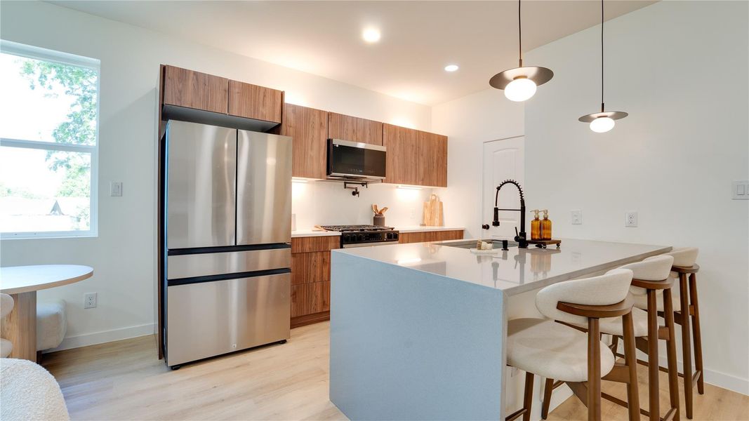 Modern kitchen with sleek stainless steel appliances