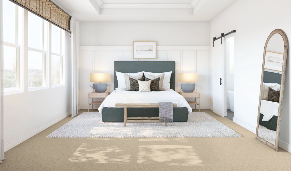 Primary suite with decorative feature wall