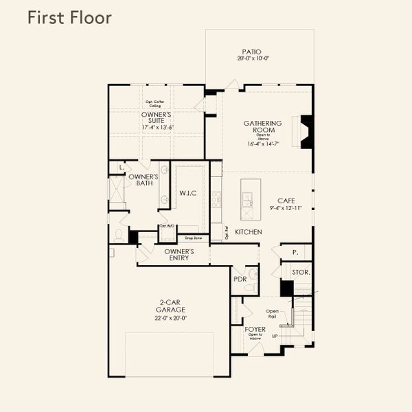 2D floor plan layout for the Willowcrest by John Wieland in Villages at Sharon Springs, Cumming, GA (Image 4).