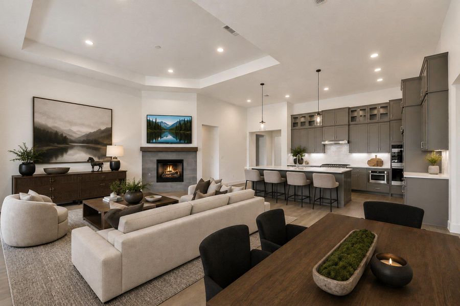 Great room virtually staged