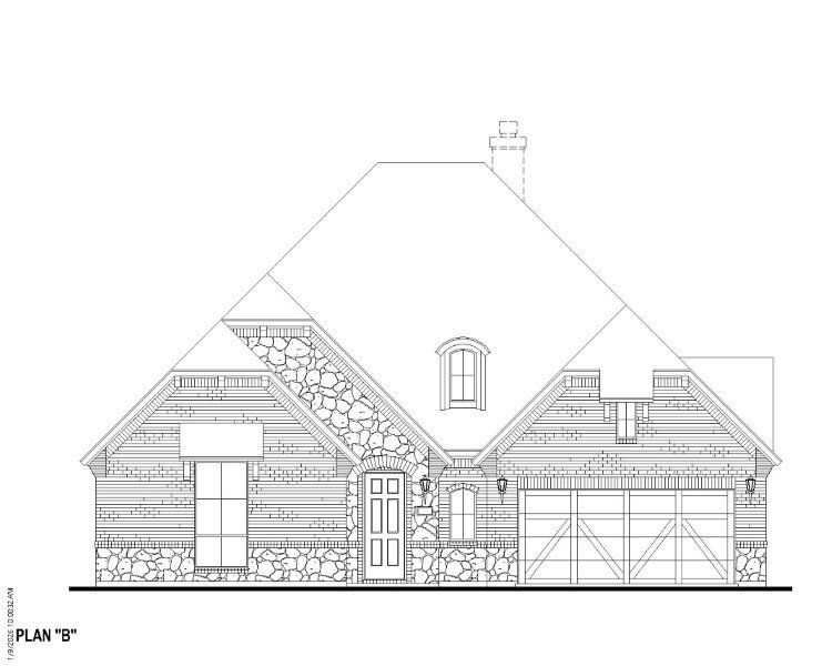 Plan 1631 Elevation B w/ Stone