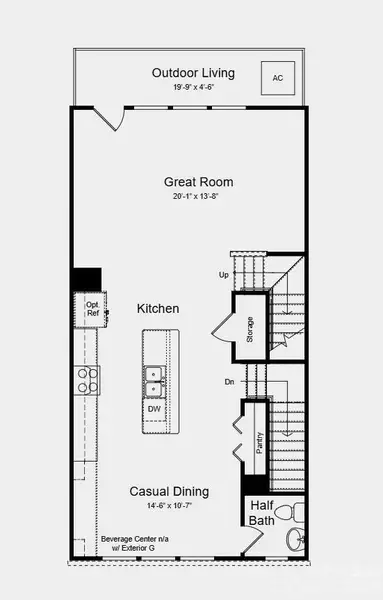 Main Level Floor Plan - Additional Highlights Include: Downstairs bedroom in place of flex, downstairs full bathroom in place of powder room and ledge at primary shower