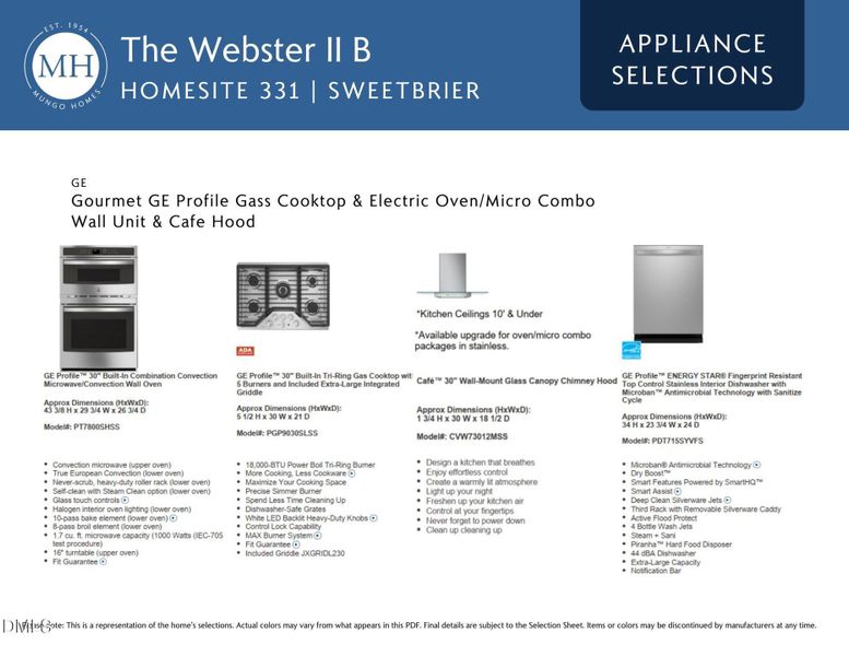 331 SWT FM 5 Appliance Selections