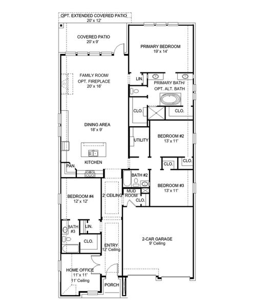 2D floor plan layout of this home in Wolf Ranch, Georgetown, TX (Image 2).