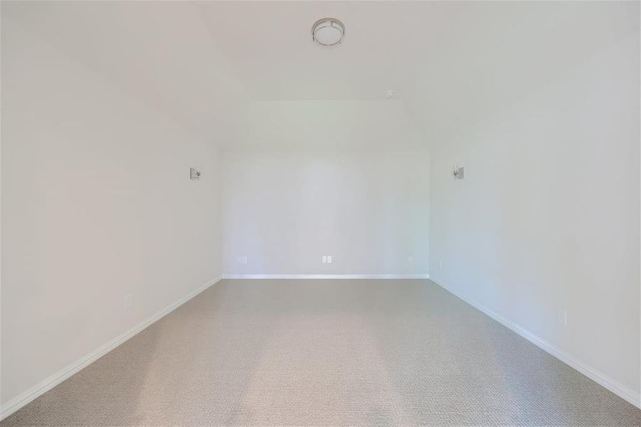 Bonus room with carpet floors and vaulted ceiling