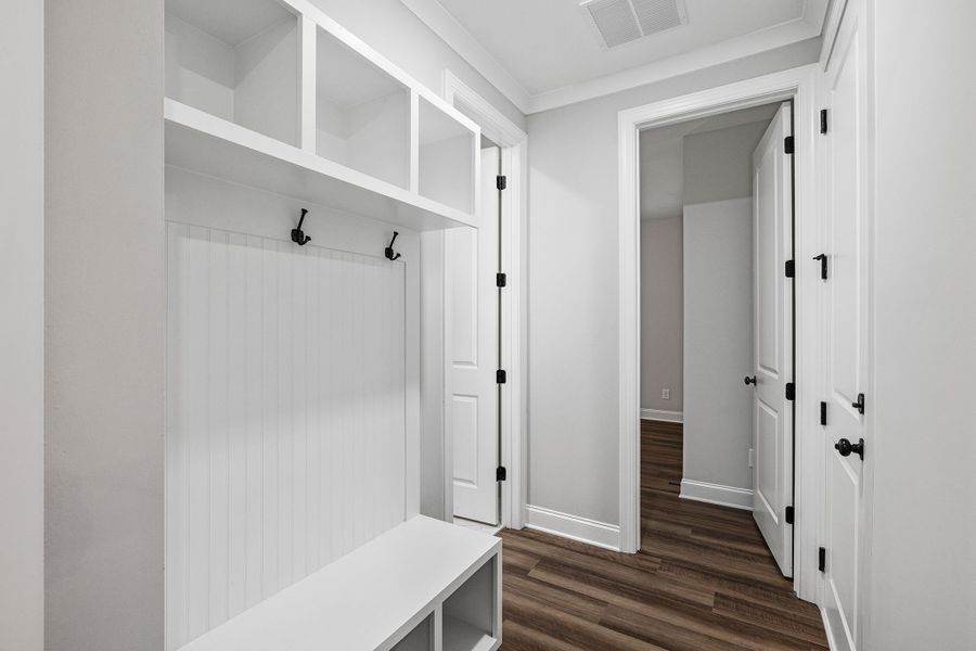 Mudroom with bench for storage