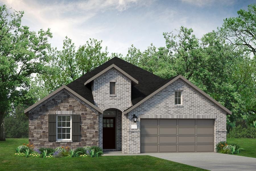 Representative exterior photo of a completed home built from the Sanders by UnionMain Homes in Walden Pond, Forney, TX (Image 1). Representative exterior photo of a completed home built from the Sanders by UnionMain Homes in Walden Pond, Forney, TX (Image 1).