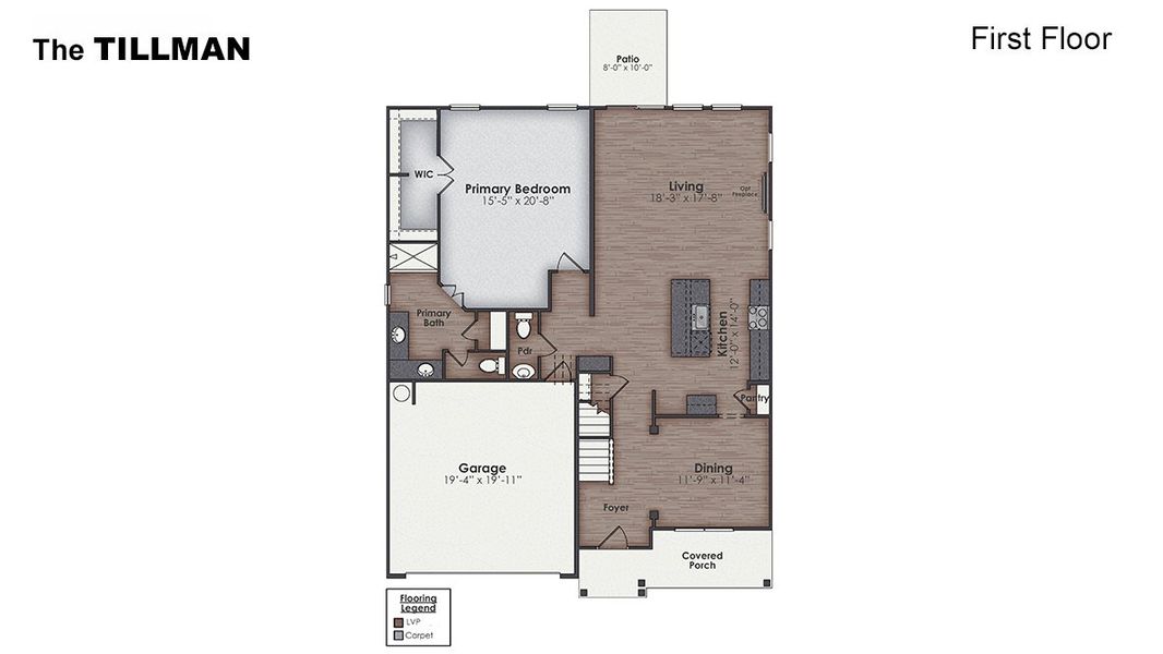 2D floor plan layout for the Tillman by D.R. Horton in Surfside Landing, Hubert, NC (Image 6). 2D floor plan layout for the Tillman by D.R. Horton in Surfside Landing, Hubert, NC (Image 6).