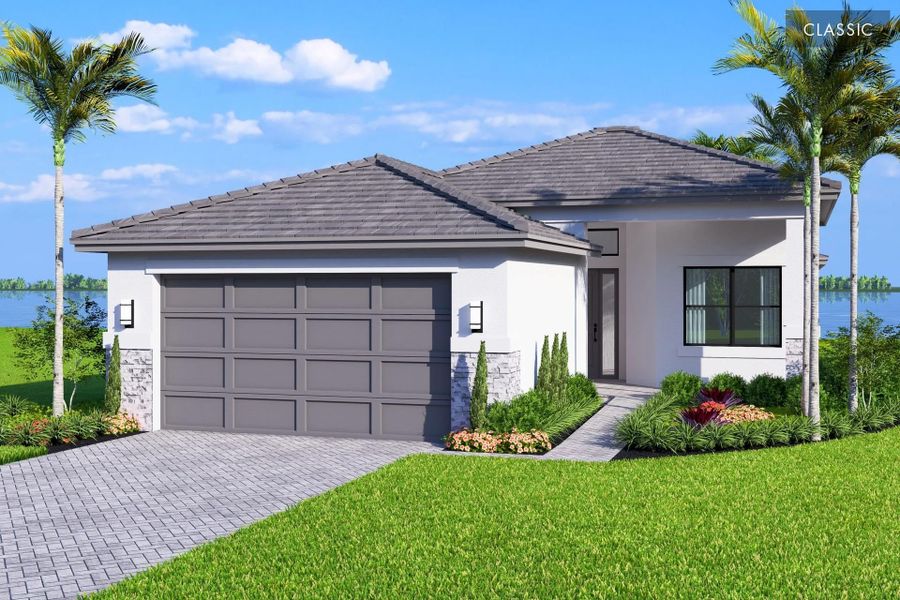 Representative exterior photo of a completed home built from the Sierra II by GL Homes in Valencia Vista at Riverland, Port St. Lucie, FL (Image 1). Representative exterior photo of a completed home built from the Sierra II by GL Homes in Valencia Vista at Riverland, Port St. Lucie, FL (Image 1).